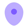 Simple purple circular map pin icon with a pointed tail at the bottom.
